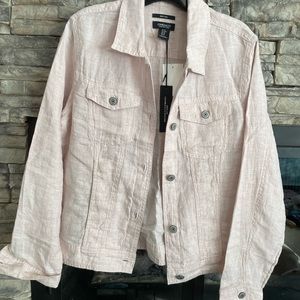 Linen. Jones and company Jean jacket in rose gold new tags on